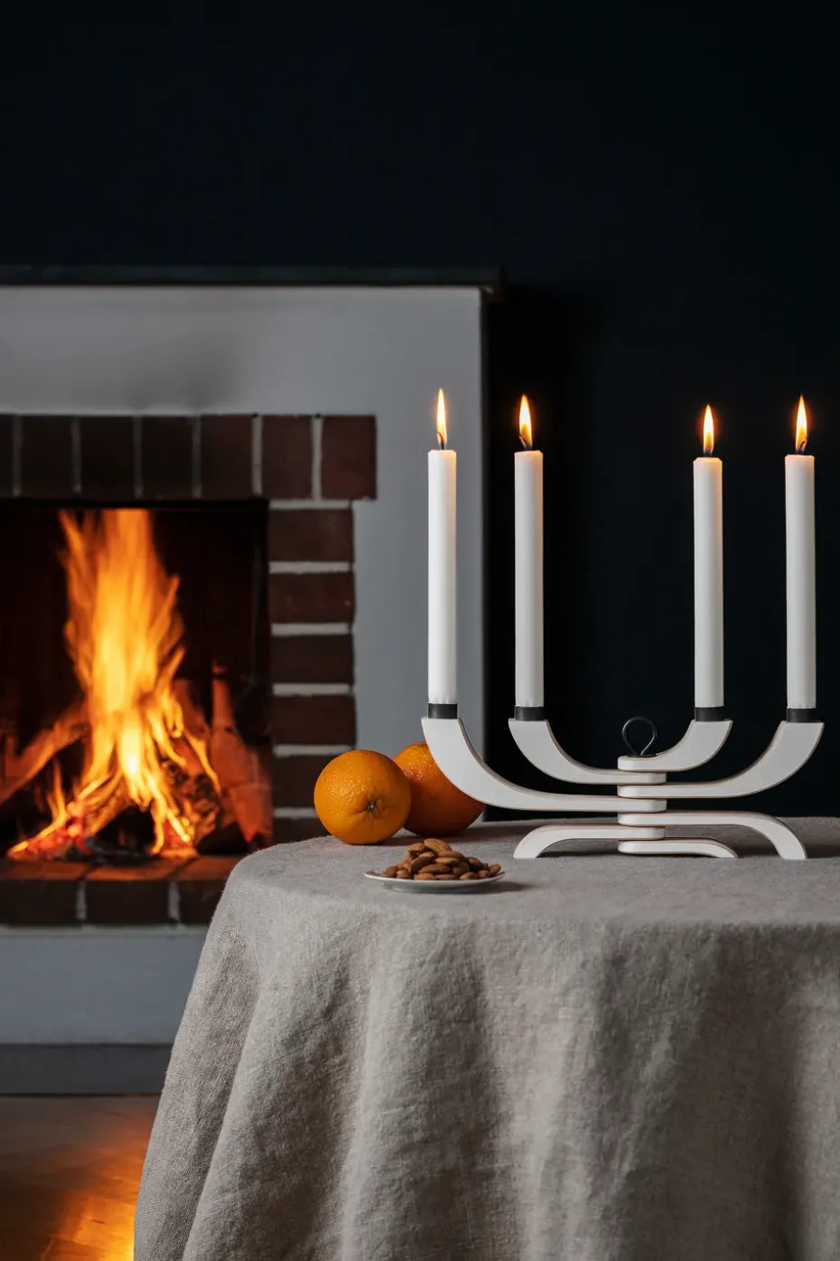 Candelabro Nordic Light, 4 brazos, blanco