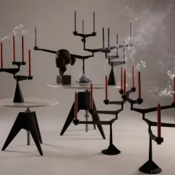 Candelabro Spin mini, Negro