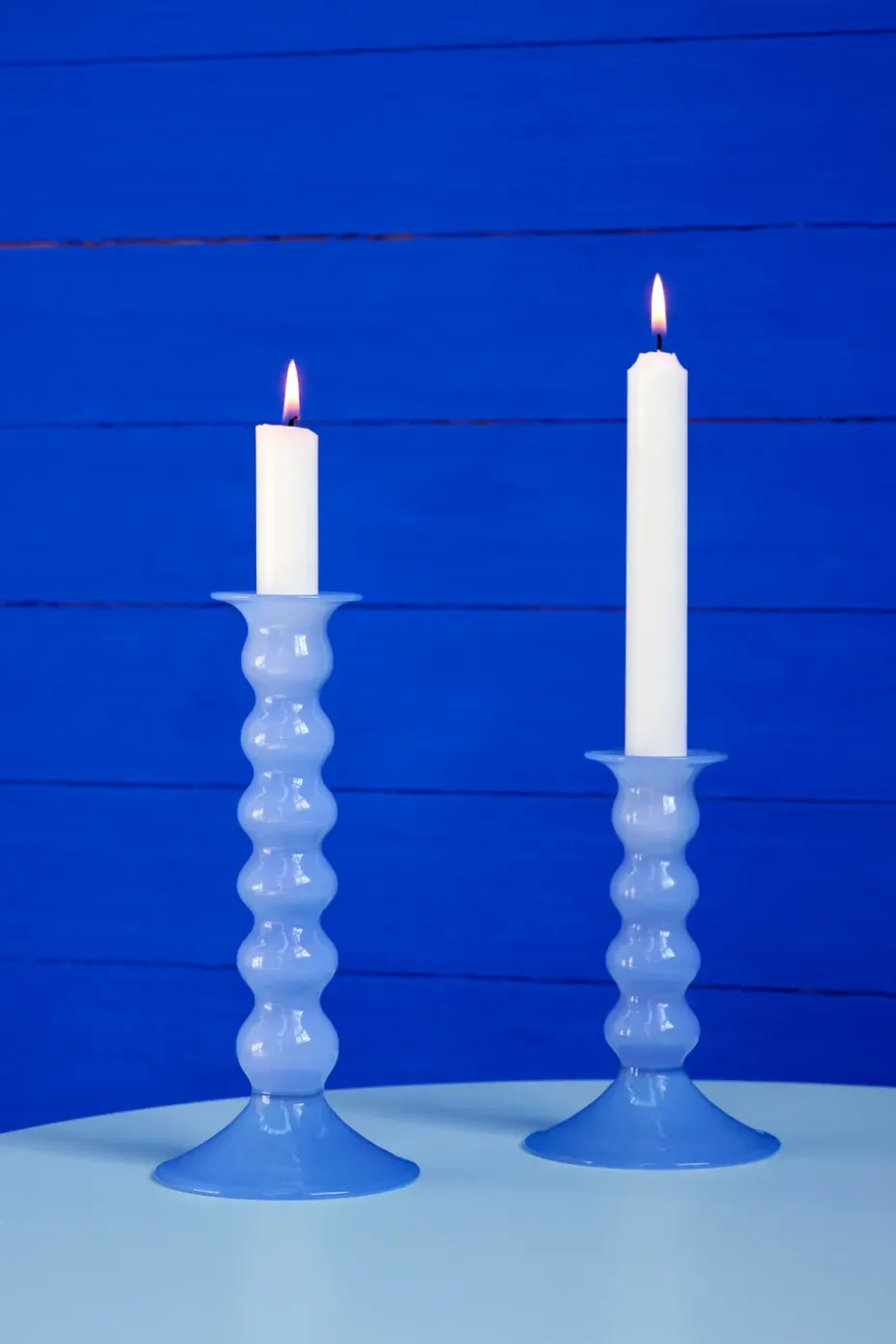 Candelabro Wavy grande 21 cm, Jade light blue