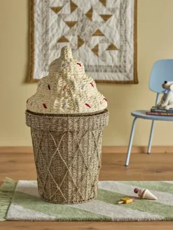 Cesta con tapa Cillie Ø40 cm, Nature ice cream