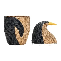 Cesta con tapa Tazia Ø37x69 cm, Negro