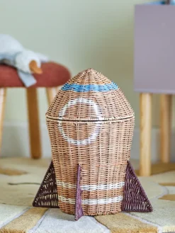 Cesta de ratán con tapa Space 31x35 cm, Natural