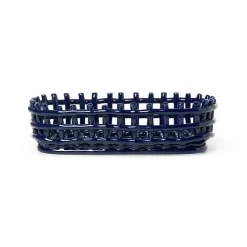 Cesta ovalada Ceramic trenzada 15x30 cm, azul