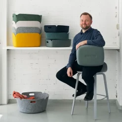 Cesta Restore, redonda, gris