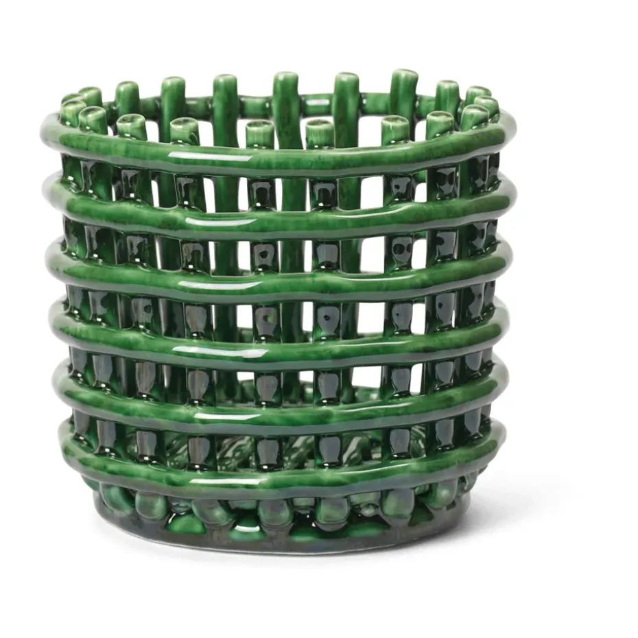 Cesta trenzada Ceramic Ø16 cm, Emerald Green