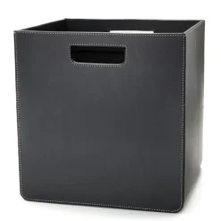 Cesto de almacenaje Ørskov, negro con puntadas blancas