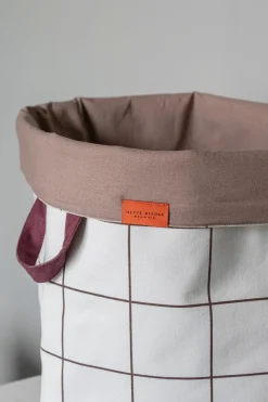 Cesto de colada Mesh Ø40×50 cm, Brown-Off-white