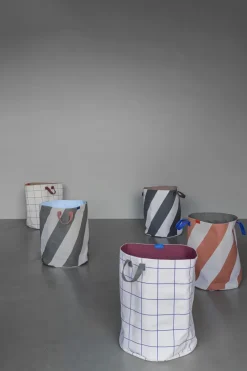 Cesto de colada Mesh Ø40×50 cm, Brown-Off-white