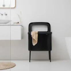 Cesto de la ropa Bo 60 L, negro mate