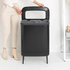 Cesto de la ropa Bo high 2x45 L, negro mate