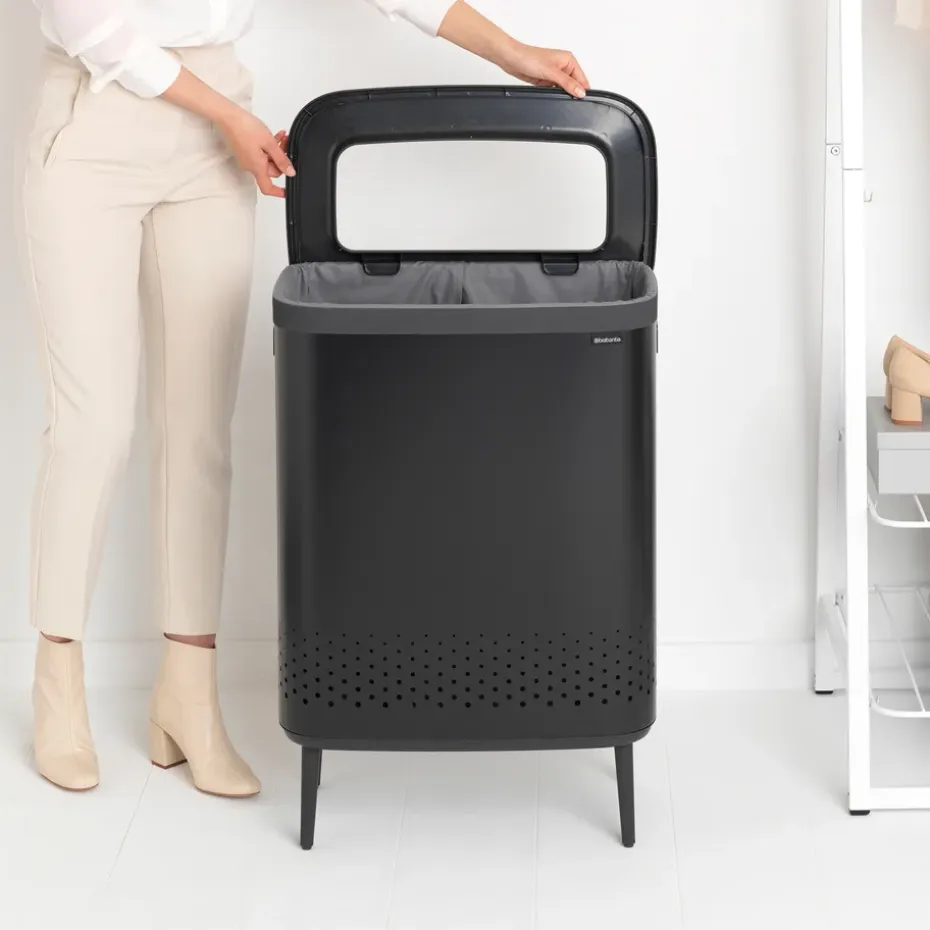 Cesto de la ropa Bo high 2x45 L, negro mate