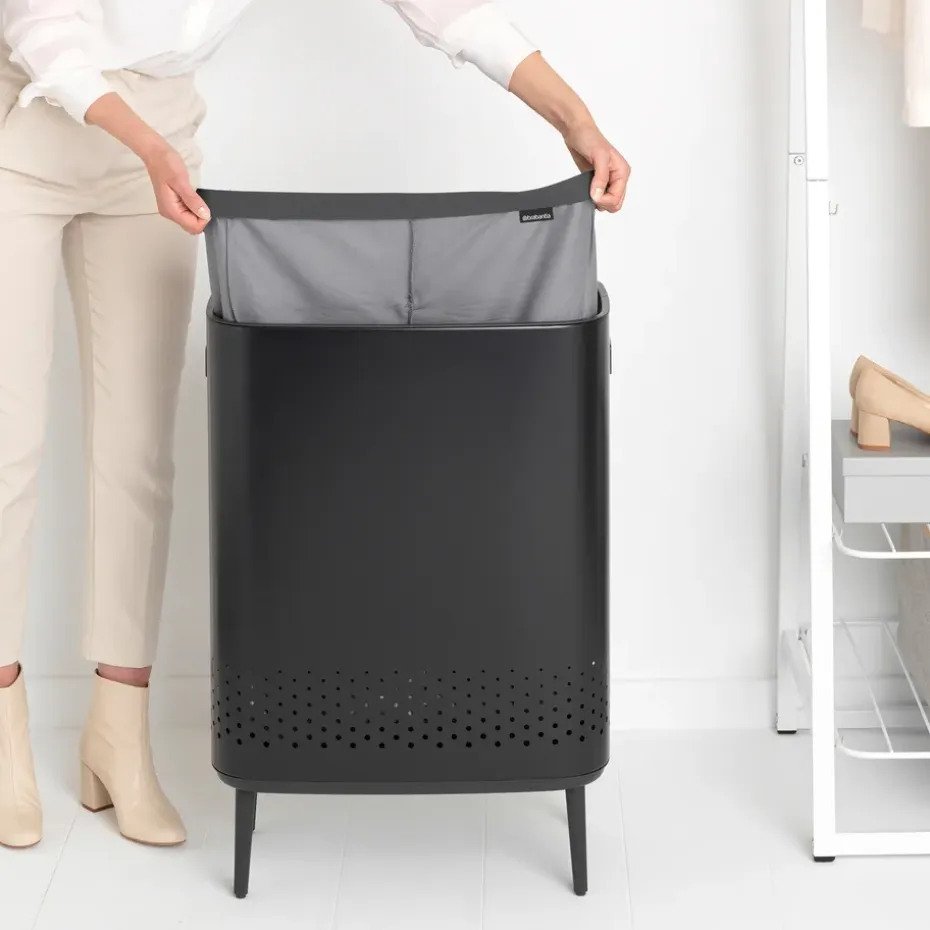Cesto de la ropa Bo high 2x45 L, negro mate