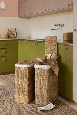 Cesto de ropa trenzado Esther crudo, 58 cm