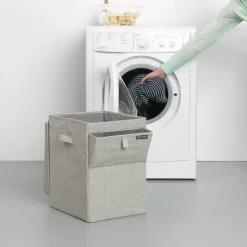 Cesto ropa sucia apilable Brabantia 35L, gris claro