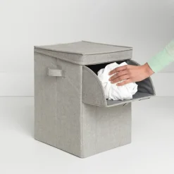 Cesto ropa sucia apilable Brabantia 35L, gris claro