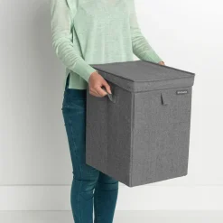 Cesto ropa sucia apilable Brabantia 35L, gris oscuro
