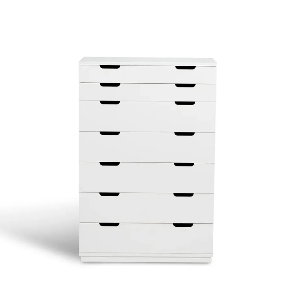 Cómoda Aoko de 7 cajones, Lacado blanco
