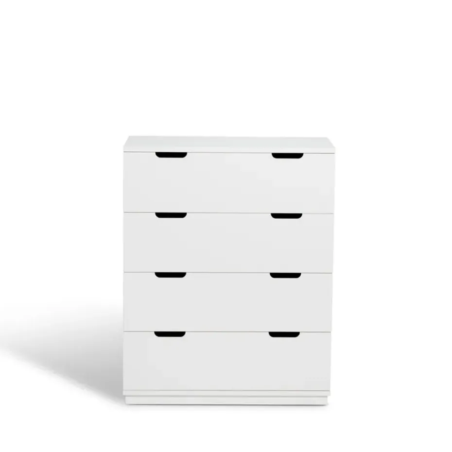 Cómoda Aoko de 4 cajones, Lacado blanco