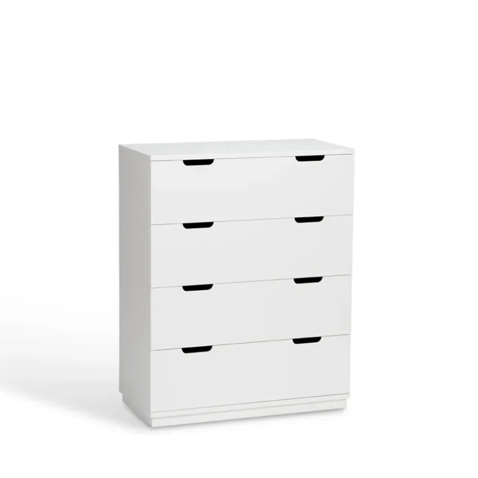 Cómoda Aoko de 4 cajones, Lacado blanco