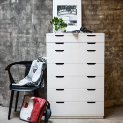 Cómoda Aoko de 4 cajones, Lacado blanco