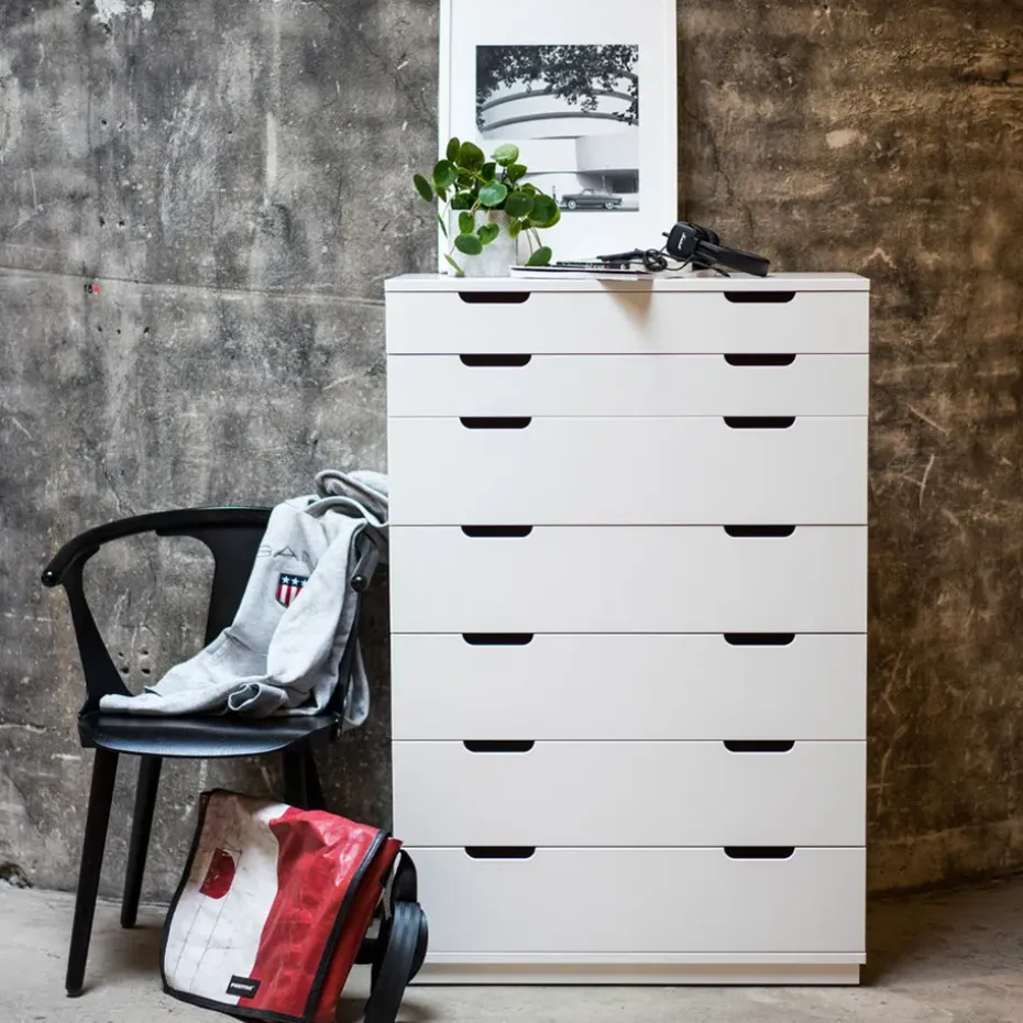 Cómoda Aoko de 4 cajones, Lacado blanco