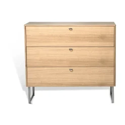 Cómoda Deus de 3 cajones, Roble mate con acabado blanquecino