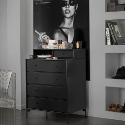 Cómoda Keep, Antracita 04-patas lacadas en negro