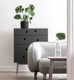 Cómoda Peep B3, Slate grey, roble pigmentado blanco