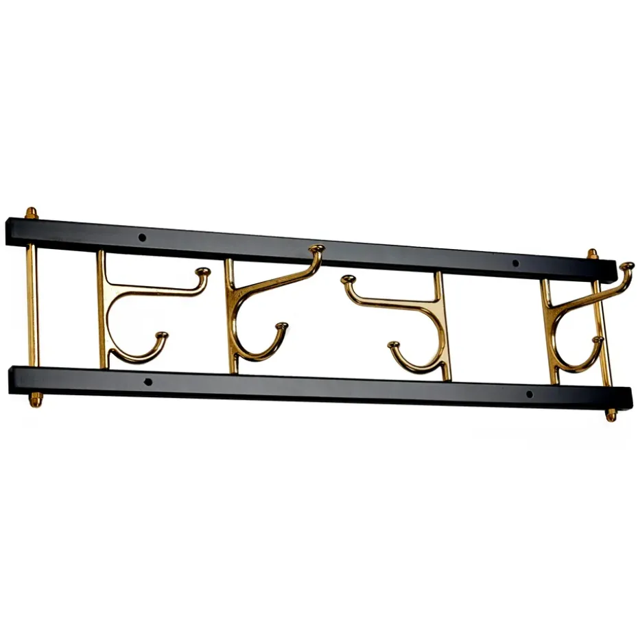Colgador Dekorativ de 4 ganchos Maxi 4, negro-latón