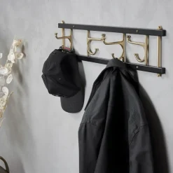Colgador Dekorativ de 4 ganchos Maxi 4, negro-latón