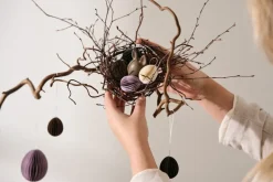 Colgante de Pascua Ovoid papel small 4 cm, Sand