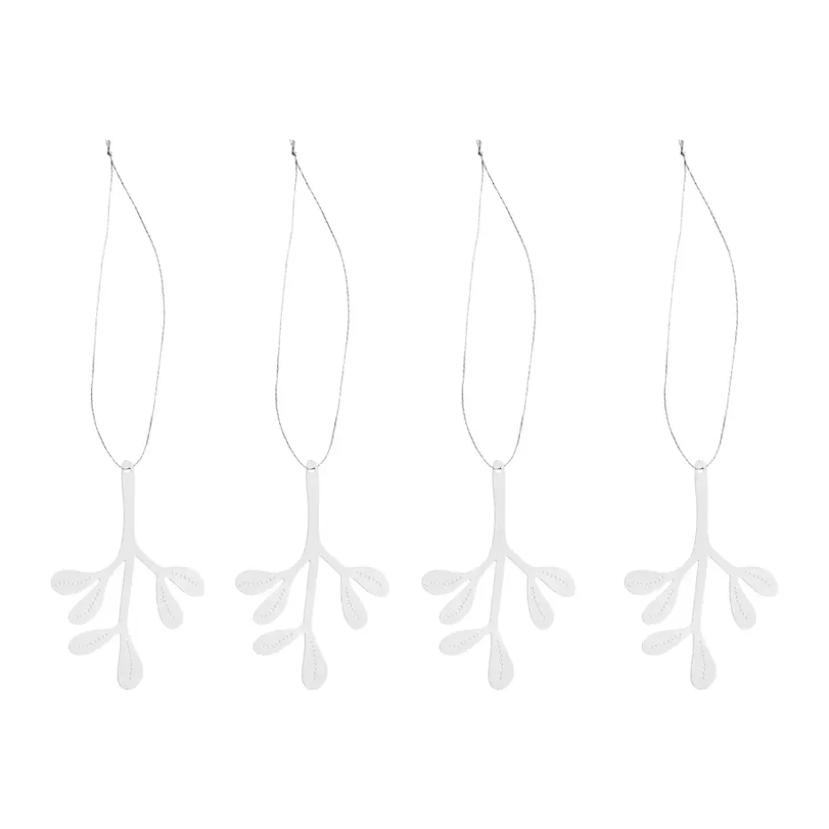 Cooee colgantes de Navidad de acero inoxidable, paquete de 4, Muérdago