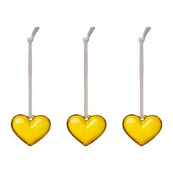 Corazón de cristal Iittala , Amarillo, 5 cm, pack de 3