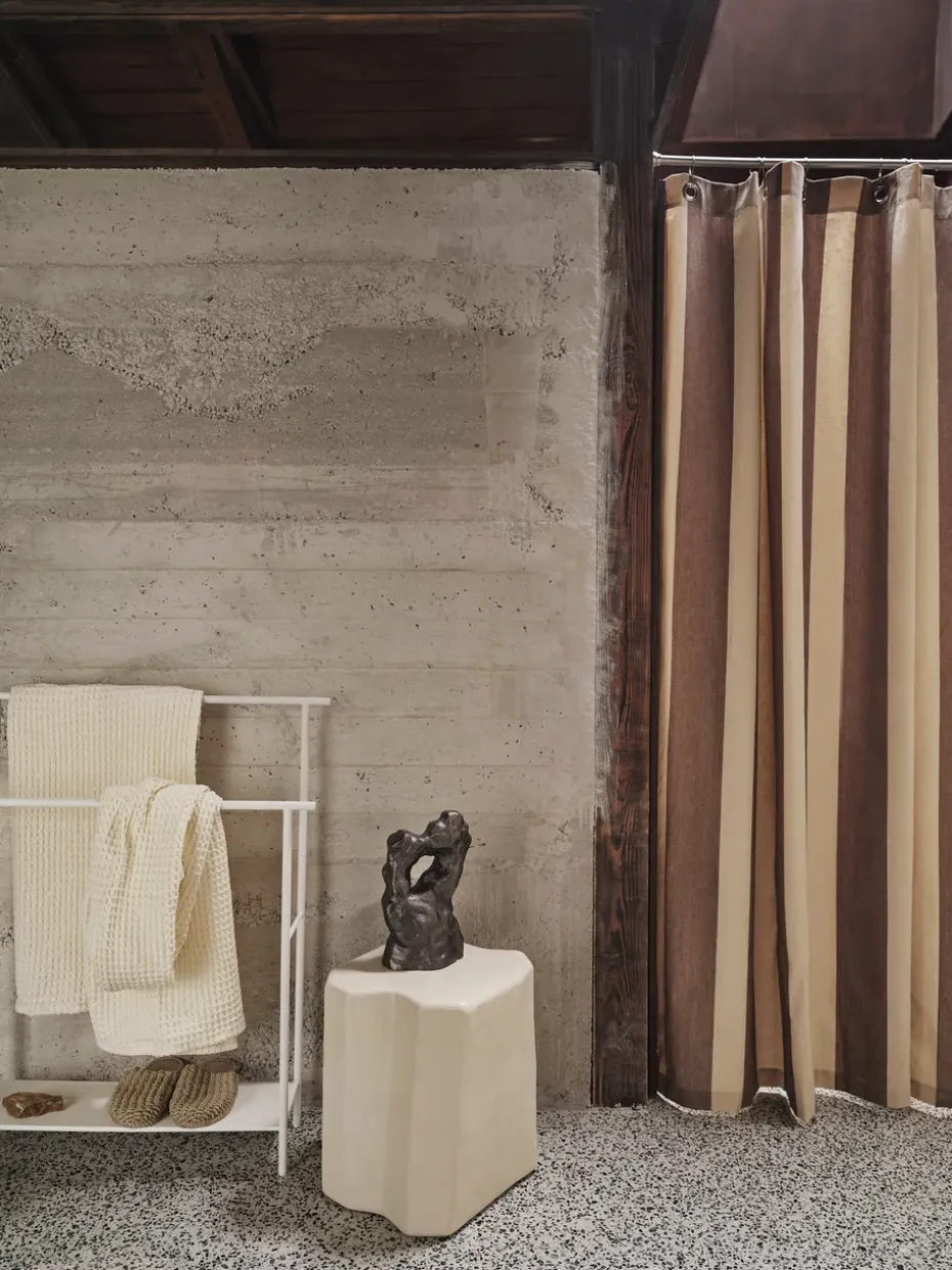 Cortina de baño Chambray, Carob brown-parchment