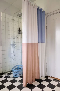 Cortina de baño Check 180x200 cm, Blue