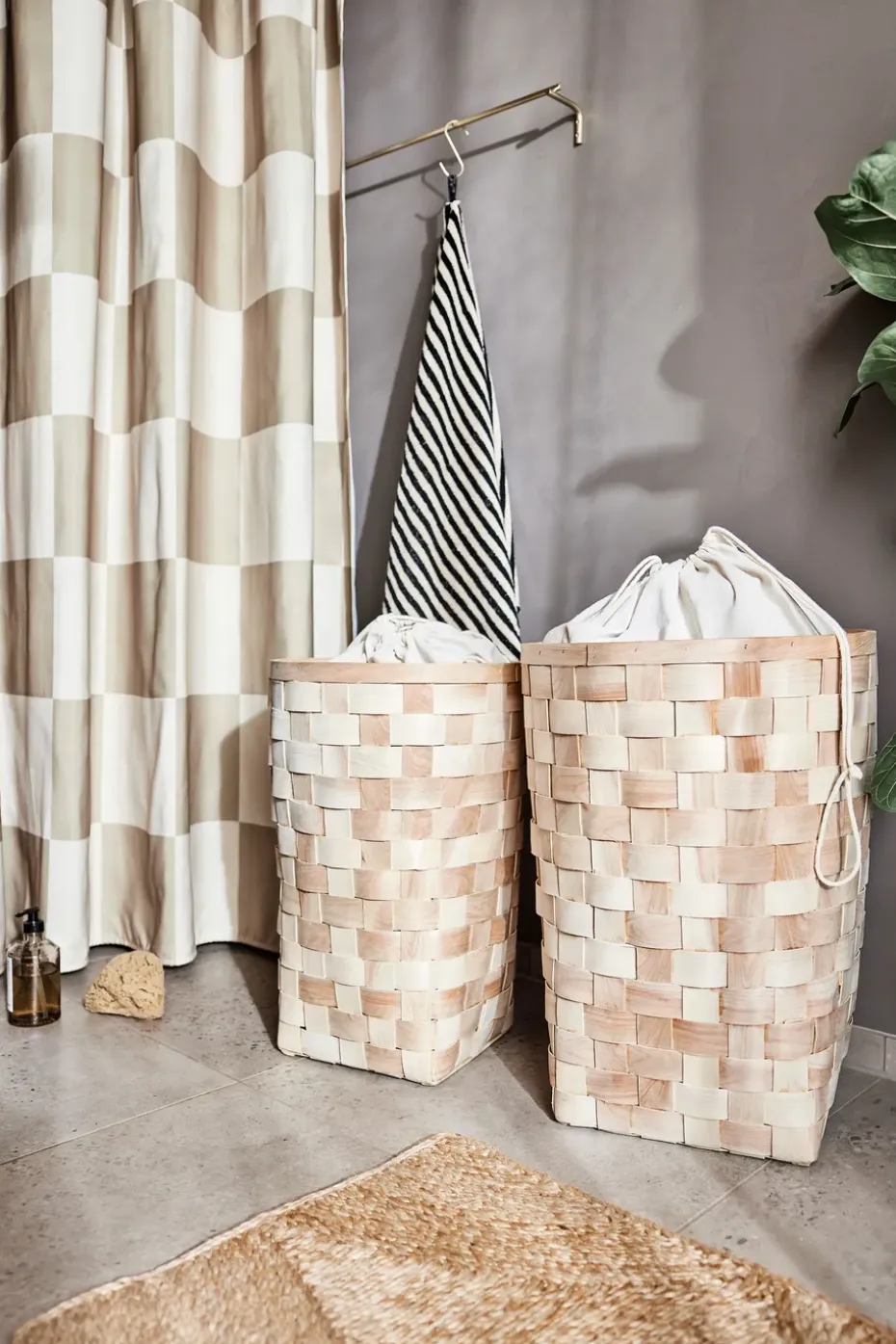 Cortina de ducha Chess 180x180 cm, Clay-offwhite