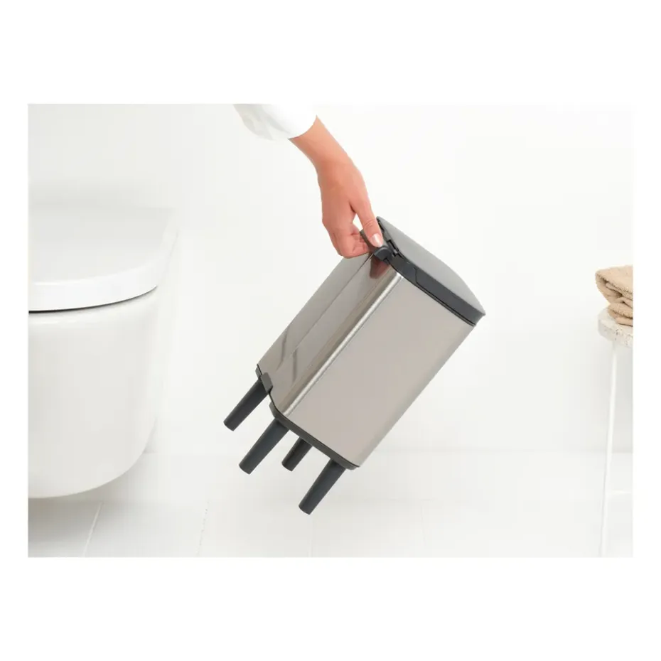 Cubo de basura Bo alto 4 L, Acero cepillado mate