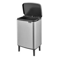 Cubo de basura Bo alto 12 L, Acero cepillado mate