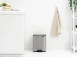 Cubo de basura con pedal Bo 12 L, Acero mate antihuellas