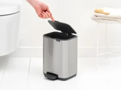 Cubo de basura con pedal Bo 4 L, Acero mate antihuellas