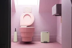 Cubo de basura con pedal Bo 7 L, Beige suave