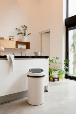 Cubo de basura redondo Touch Bin 60 L, Soft Beige