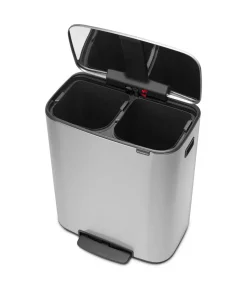 Cubo de pedal Bo 2x30 L, acero mate