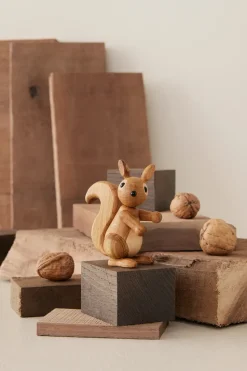 Decoración ardilla pequeña Peanut 8,5 cm, Roble