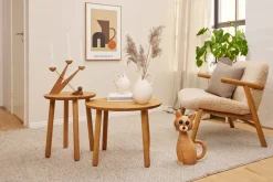 Decoración gato Lucky 42 cm, Roble-Arce