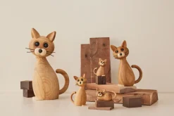 Decoración gato Lucky 42 cm, Roble-Arce