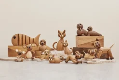 Decoración gato Lucky 42 cm, Roble-Arce