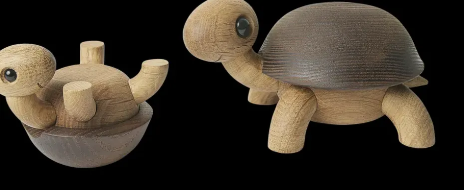 Decoración tortuga Speedy 4 cm, Roble-fresno