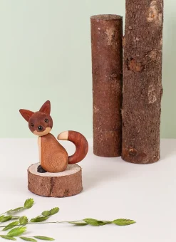 Decoración zorro Roxy 10 cm, Caoba