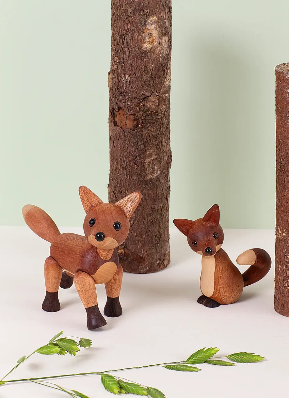 Decoración zorro Roxy 10 cm, Caoba